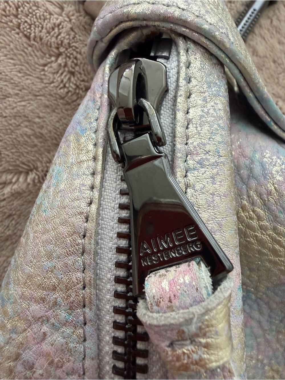 Aimee Kestenberg Iridescent Metallic Leather Heart Handle Bag - Picture 2 of 5